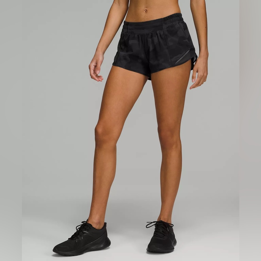 Black camo lululemon running shorts. Hotty Hot Low-Rise Lined Short 2.5